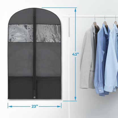 Plixio Garment Bags Suit Bag for Travel and Clothing Storage of Dresses, Dress Shirts, Coats— Includes Zipper and Transparent Window