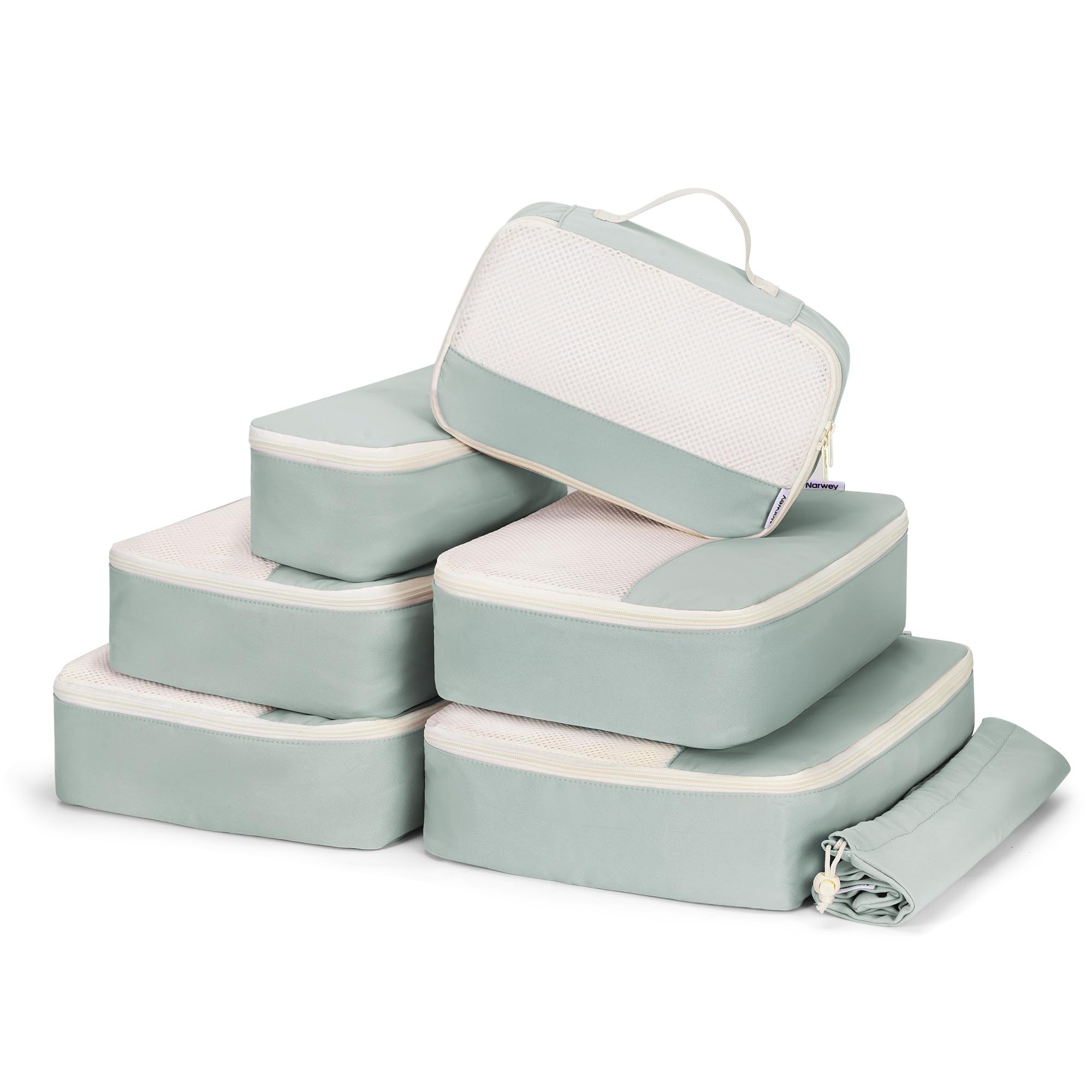 Narwey 7 Set Packing Cubes for Travel Carry on Suitcase Luggage Organizer Bags for Kids Women Men, Durable Packing Organizers Bag, Travel Essentials Accessories