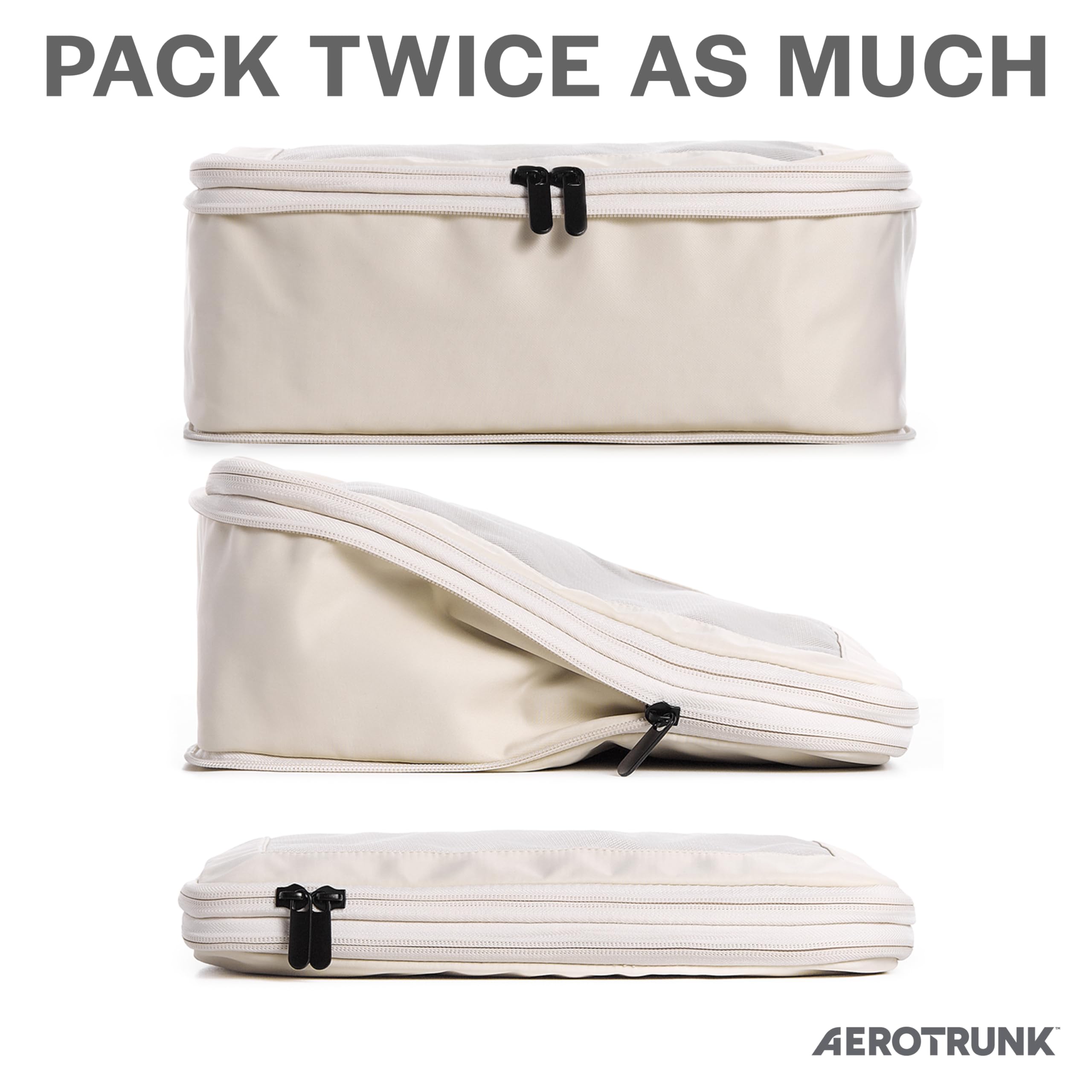 Aerotrunk Compression Packing Cubes for Travel - Luggage Organizer Bags - Double Zipper Packing Cubes for Suitcases