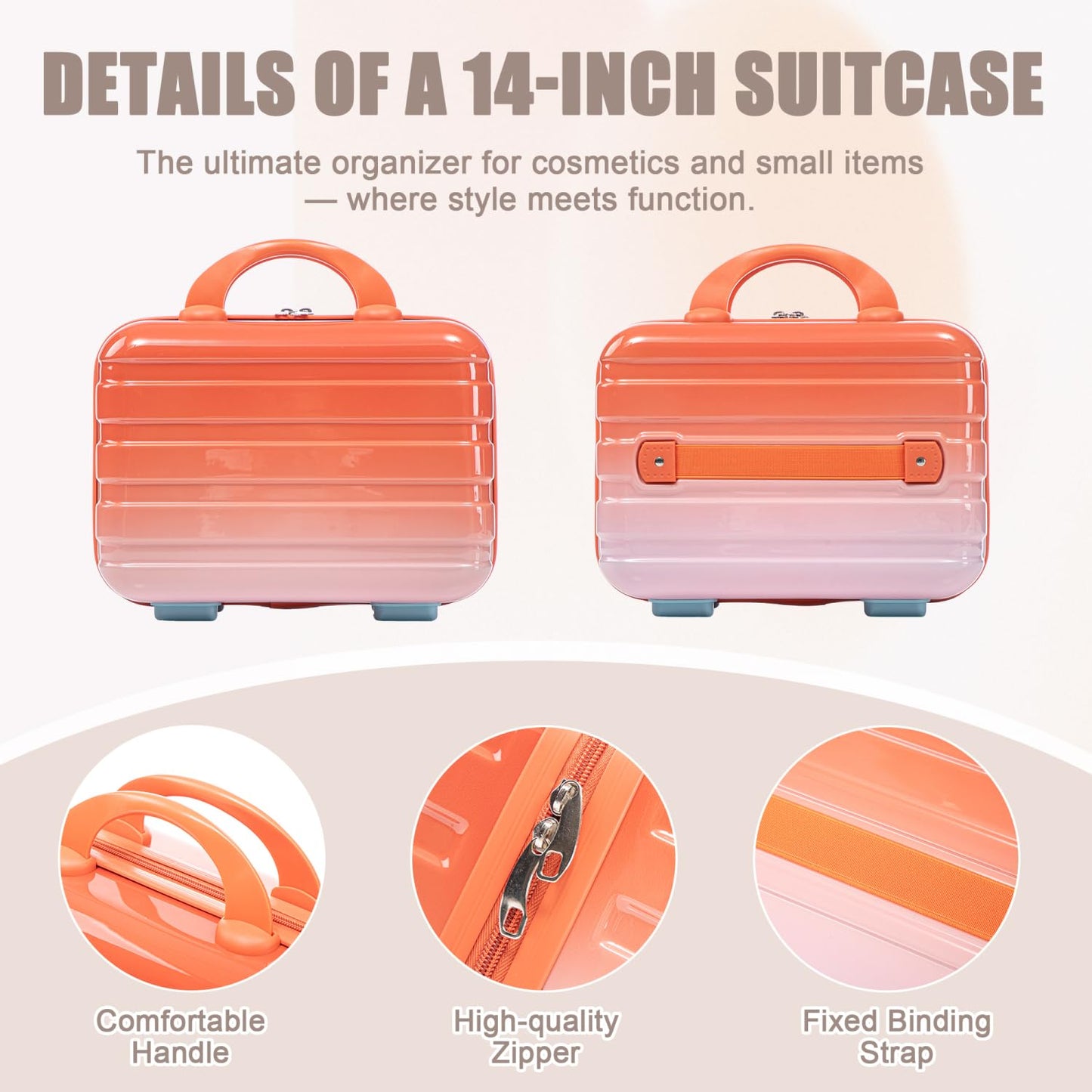 2 pcs/set PC Spinner Wheel Luggage with Gradient Color and Combination Lock