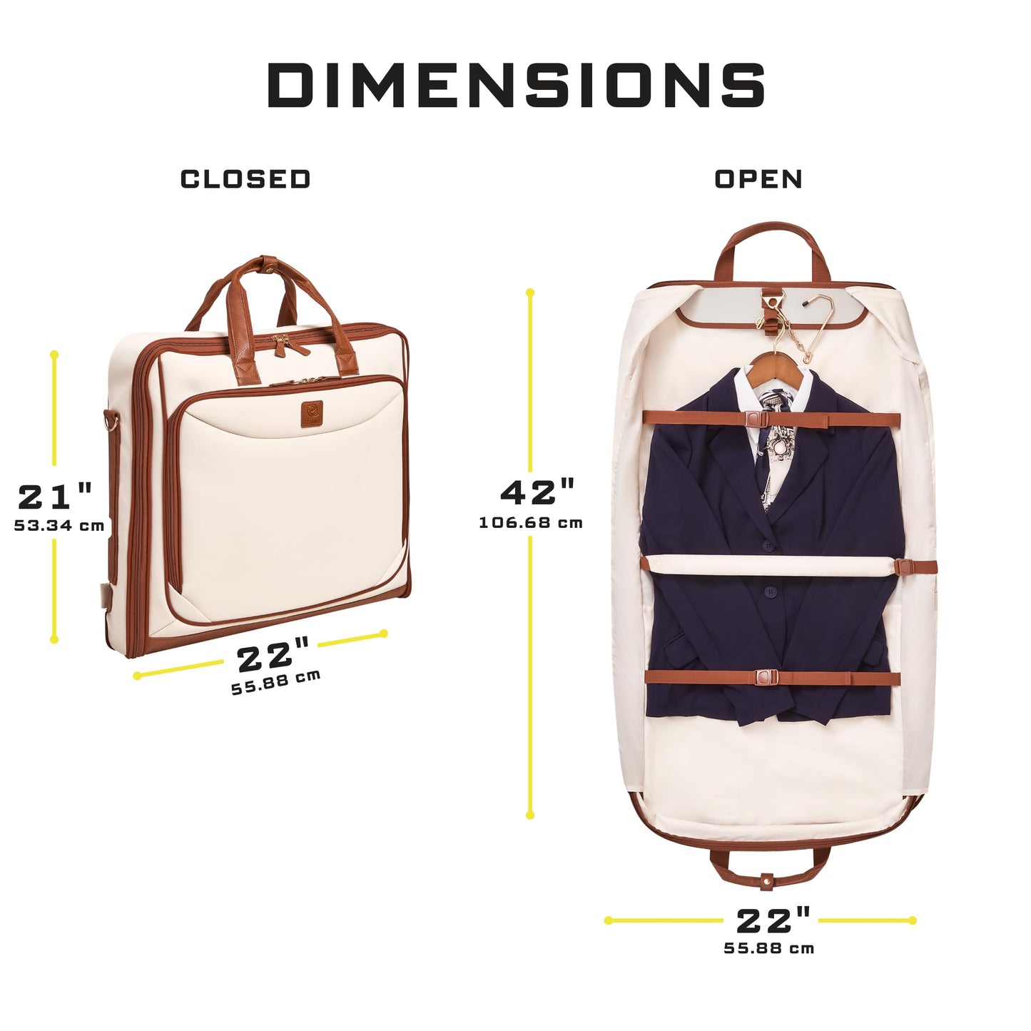 ZEGUR Premium Suit Garment Bag Carry On - Hangs 4 Suits - Travel & Business with Shoulder Strap and Laptop Compartment