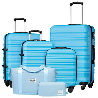 LONG VACATION Luggage Set 4 Piece Luggage Set ABS hardshell TSA Lock Spinner Wheels Luggage Carry on Suitcase
