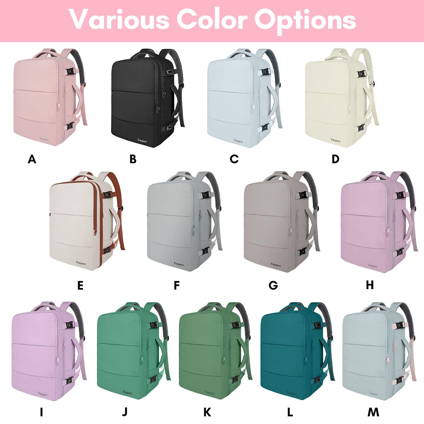 Taygeer Travel Backpack for Women Men, TSA Approved Carry On Backpack with USB Charging Port & Shoe Pouch