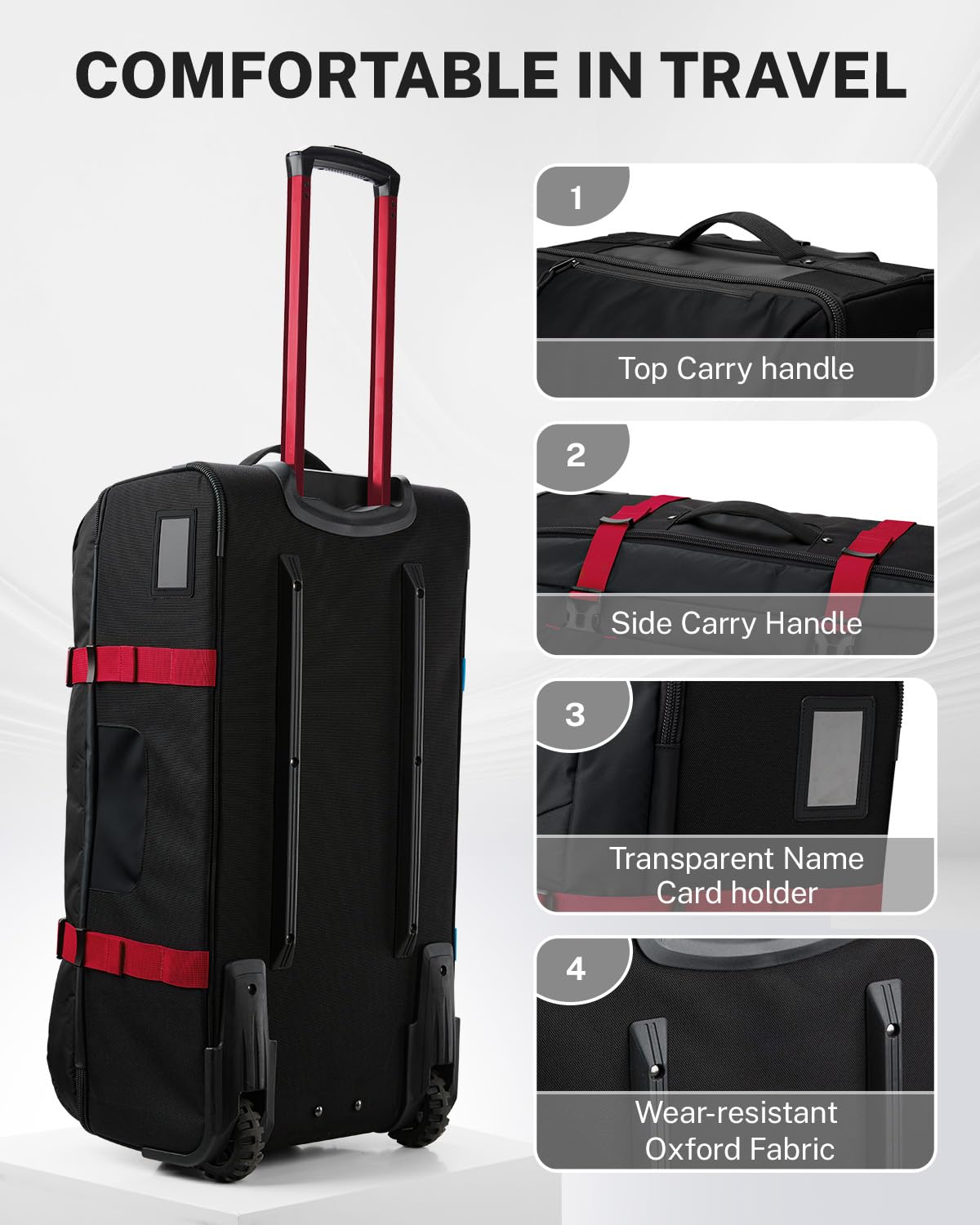 Gonex Rolling Duffle Bag with Wheels, Water-repellent 90L Nylon Large Wheeled Travel Duffel Luggage with TSA Lock & Telescopic Handle 30 inch