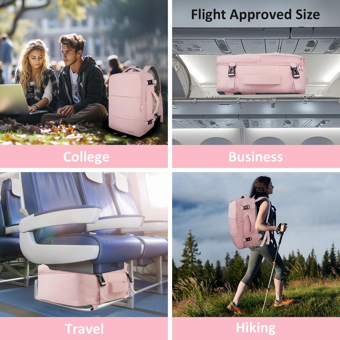 Taygeer Travel Backpack for Women Men, TSA Approved Carry On Backpack with USB Charging Port & Shoe Pouch