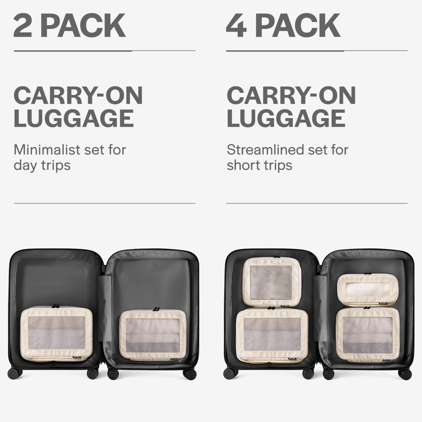 Aerotrunk Compression Packing Cubes for Travel - Luggage Organizer Bags - Double Zipper Packing Cubes for Suitcases