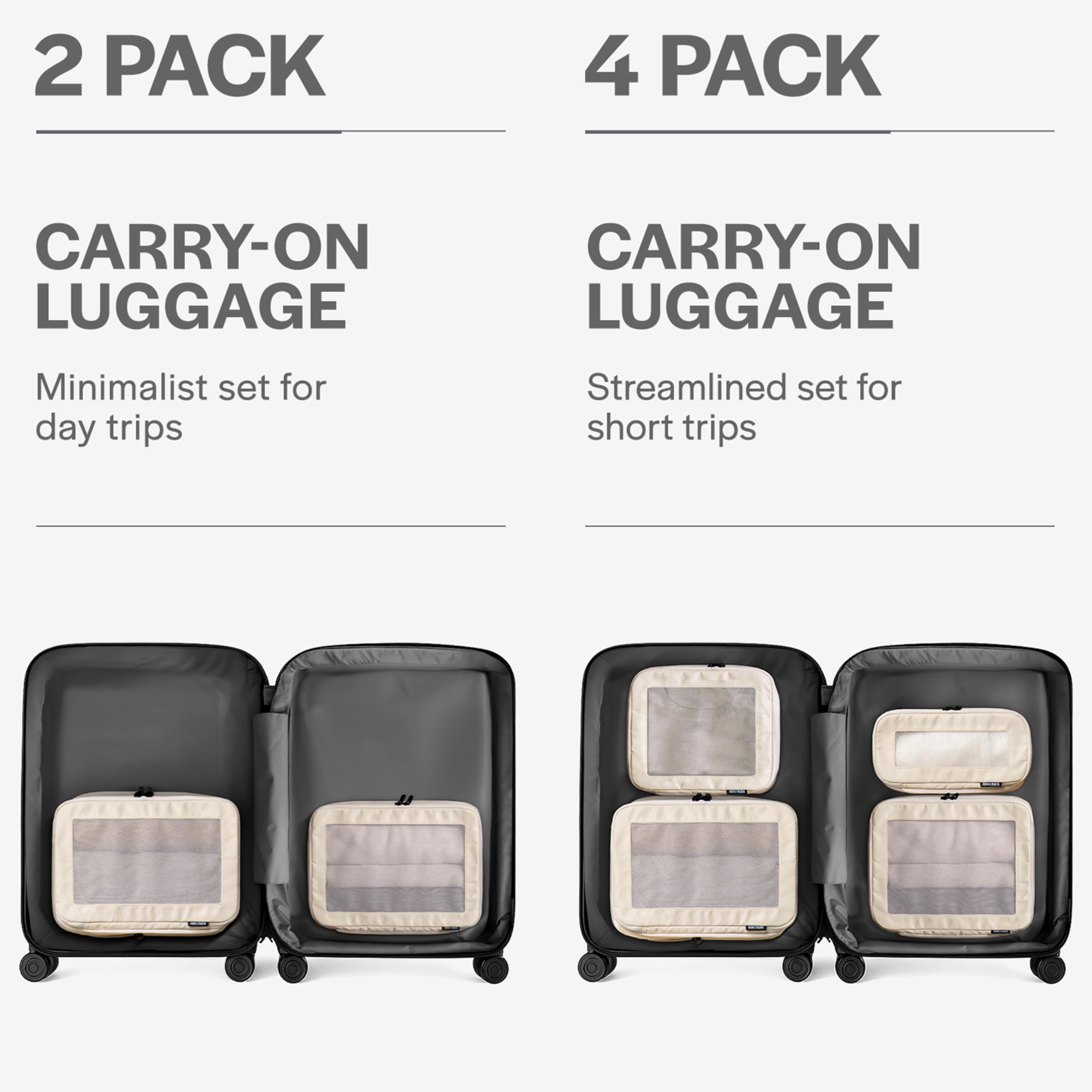 Aerotrunk Compression Packing Cubes for Travel - Luggage Organizer Bags - Double Zipper Packing Cubes for Suitcases