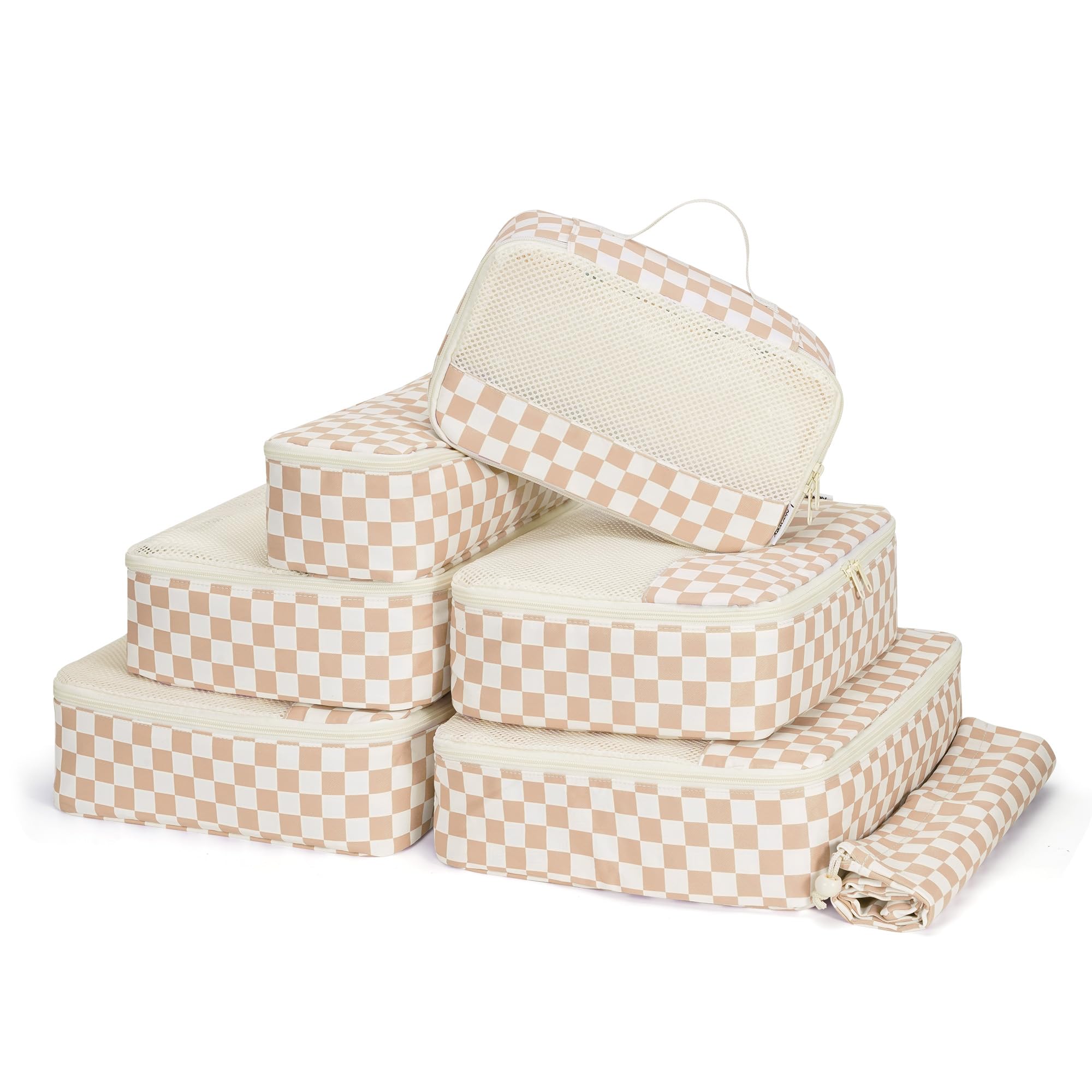 Narwey 7 Set Packing Cubes for Travel Carry on Suitcase Luggage Organizer Bags for Kids Women Men, Durable Packing Organizers Bag, Travel Essentials Accessories