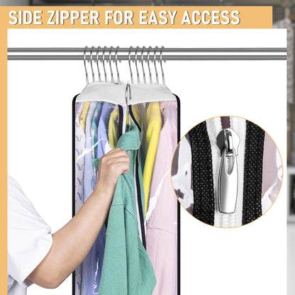 MISSLO 10" Gusseted All Clear Garment Bags for Hanging Clothes 40" Suit Bags for Closet Storage Hanging Clothes Storage Bags for Shirts, Coats, Dresses, 3 Packs