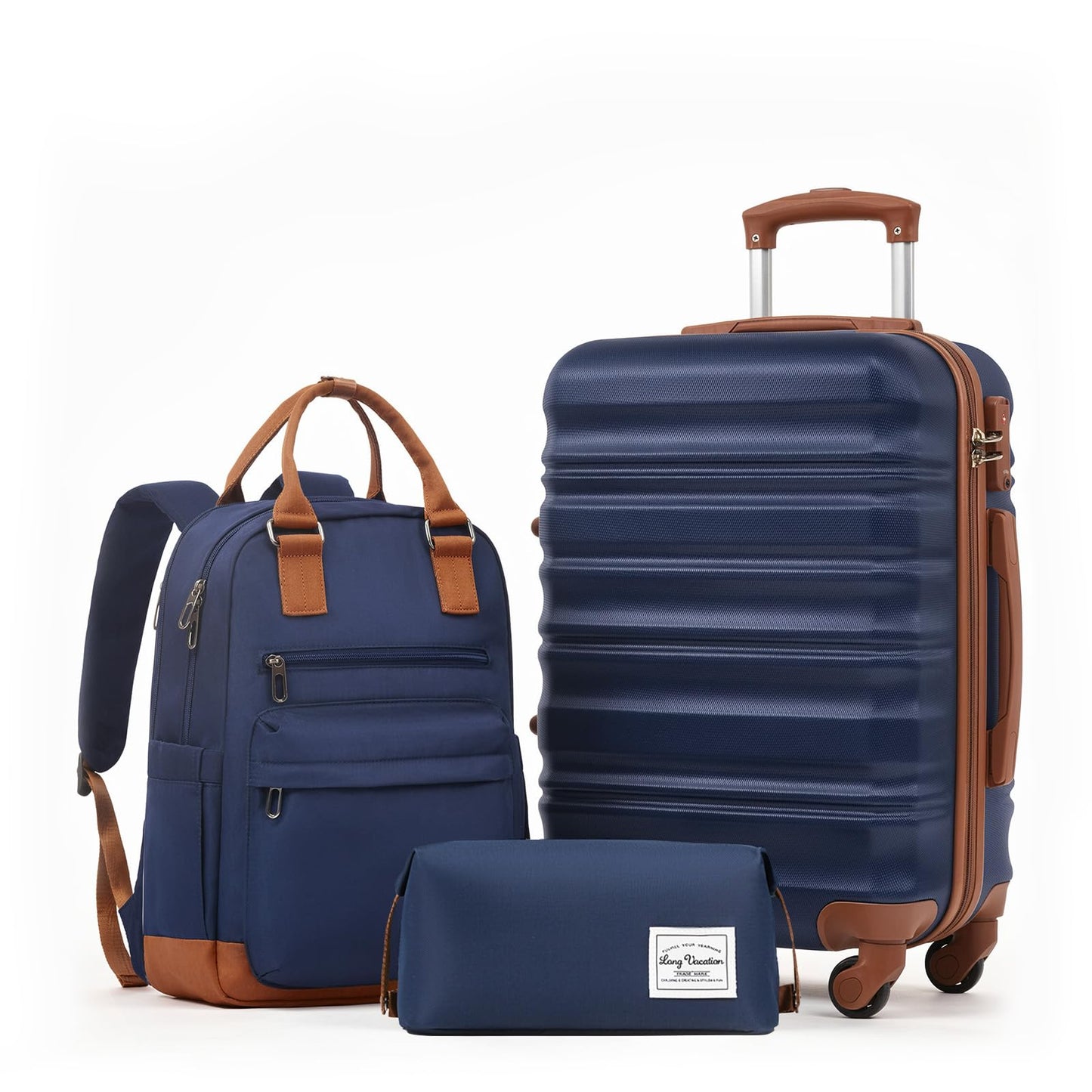 LONG VACATION Luggage Set 4 Piece Luggage Set ABS hardshell TSA Lock Spinner Wheels Luggage Carry on Suitcase