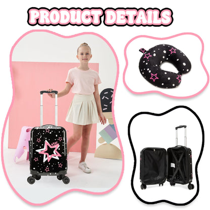 Esteemly Kid's Luggage Set 2 Piece Suitcase Set 16" Hardside Luggage with Spinner Wheels Kids Carry on Suitcase