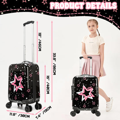 Esteemly Kid's Luggage Set 2 Piece Suitcase Set 16" Hardside Luggage with Spinner Wheels Kids Carry on Suitcase