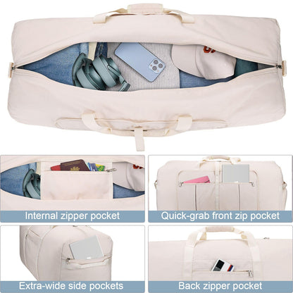 Urtala Travel Duffel Bag for Women & Men, Large Foldable Overnight Weekender Bag with Shoes Compartment & Shoulder Strap, Lightweight Waterproof Luggage Bag