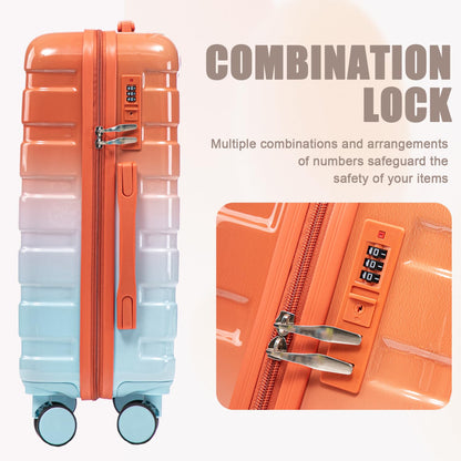 2 pcs/set PC Spinner Wheel Luggage with Gradient Color and Combination Lock
