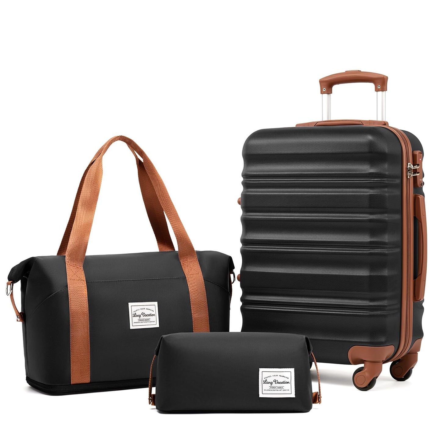 LONG VACATION Luggage Set 4 Piece Luggage Set ABS hardshell TSA Lock Spinner Wheels Luggage Carry on Suitcase