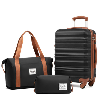 LONG VACATION Luggage Set 4 Piece Luggage Set ABS hardshell TSA Lock Spinner Wheels Luggage Carry on Suitcase