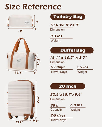 LONG VACATION Luggage Set 4 Piece Luggage Set ABS hardshell TSA Lock Spinner Wheels Luggage Carry on Suitcase