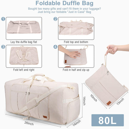 Urtala Travel Duffel Bag for Women & Men, Large Foldable Overnight Weekender Bag with Shoes Compartment & Shoulder Strap, Lightweight Waterproof Luggage Bag