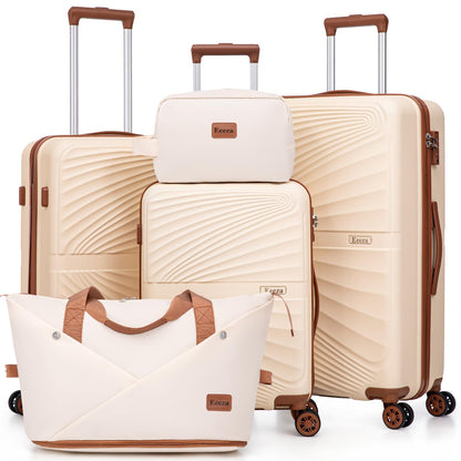 Eeeza Luggage Sets 5 Piece, Suitcases with Wheels, ABS Hard Case Luggage with TSA Lock Spinner Wheels, Carry On Luggage Set (20/24/28 inch)