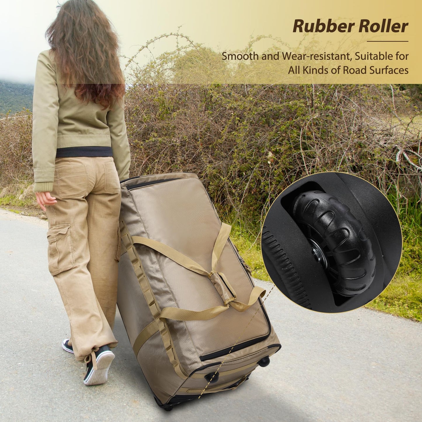 REDCAMP 85L/120L/140L Foldable Duffle Bag with Wheels, Large Travel Duffel Bag