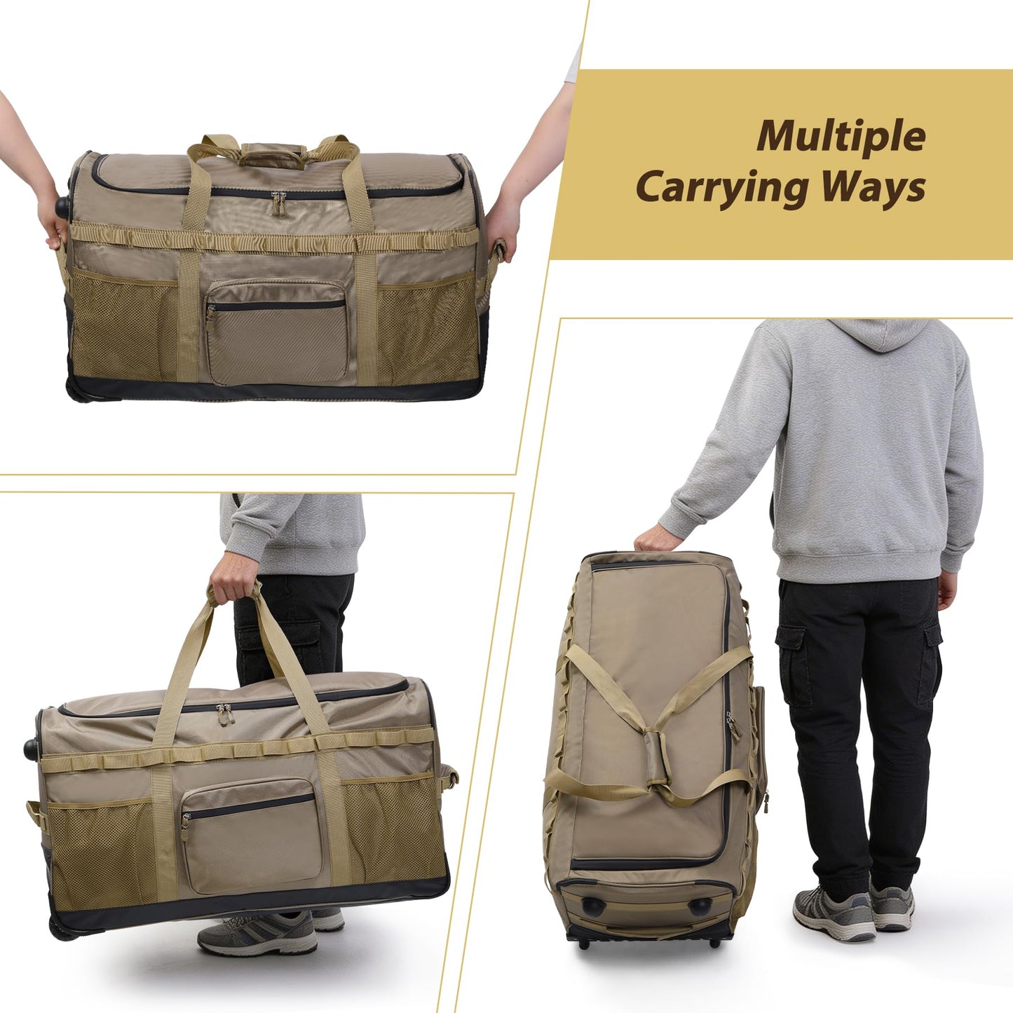 REDCAMP 85L/120L/140L Foldable Duffle Bag with Wheels, Large Travel Duffel Bag