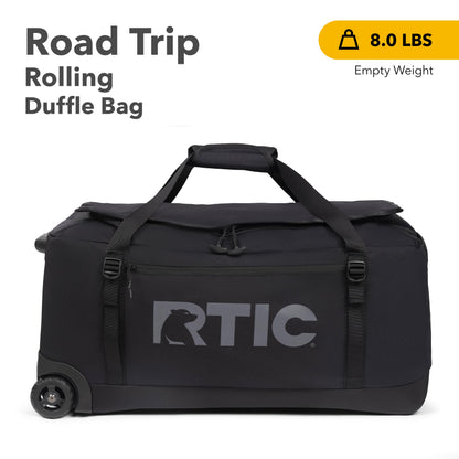 RTIC Road Trip Rolling Duffle Bag with Wheels for Men and Women, Traveling Tote for Camp, Travel, Gym, Weekender, Camping, Overnight Carry On, Sports, Spacious, Water Resistant