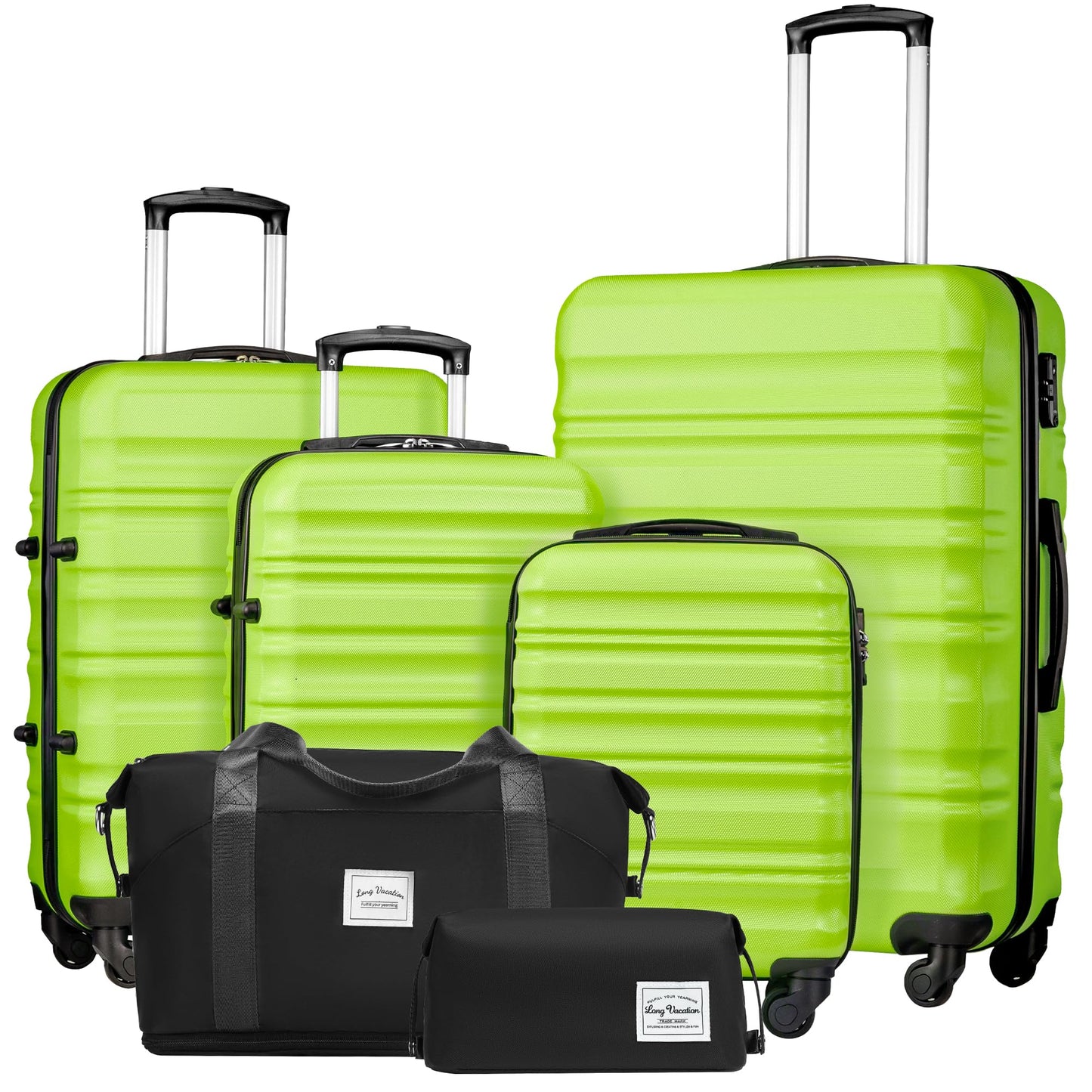 LONG VACATION Luggage Set 4 Piece Luggage Set ABS hardshell TSA Lock Spinner Wheels Luggage Carry on Suitcase