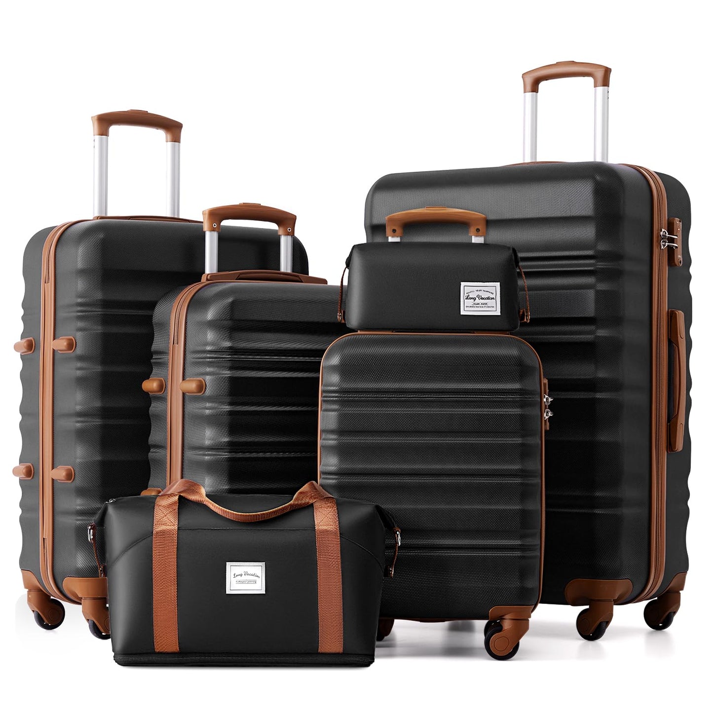 LONG VACATION Luggage Set 4 Piece Luggage Set ABS hardshell TSA Lock Spinner Wheels Luggage Carry on Suitcase