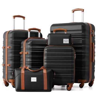LONG VACATION Luggage Set 4 Piece Luggage Set ABS hardshell TSA Lock Spinner Wheels Luggage Carry on Suitcase