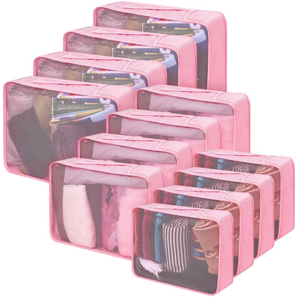 Silkfly 12 Pcs Packing Cubes for Suitcase Travel Luggage Bags Bulk Mesh Organizer Set for Hiking Camping Backpacking Clothes Accessories