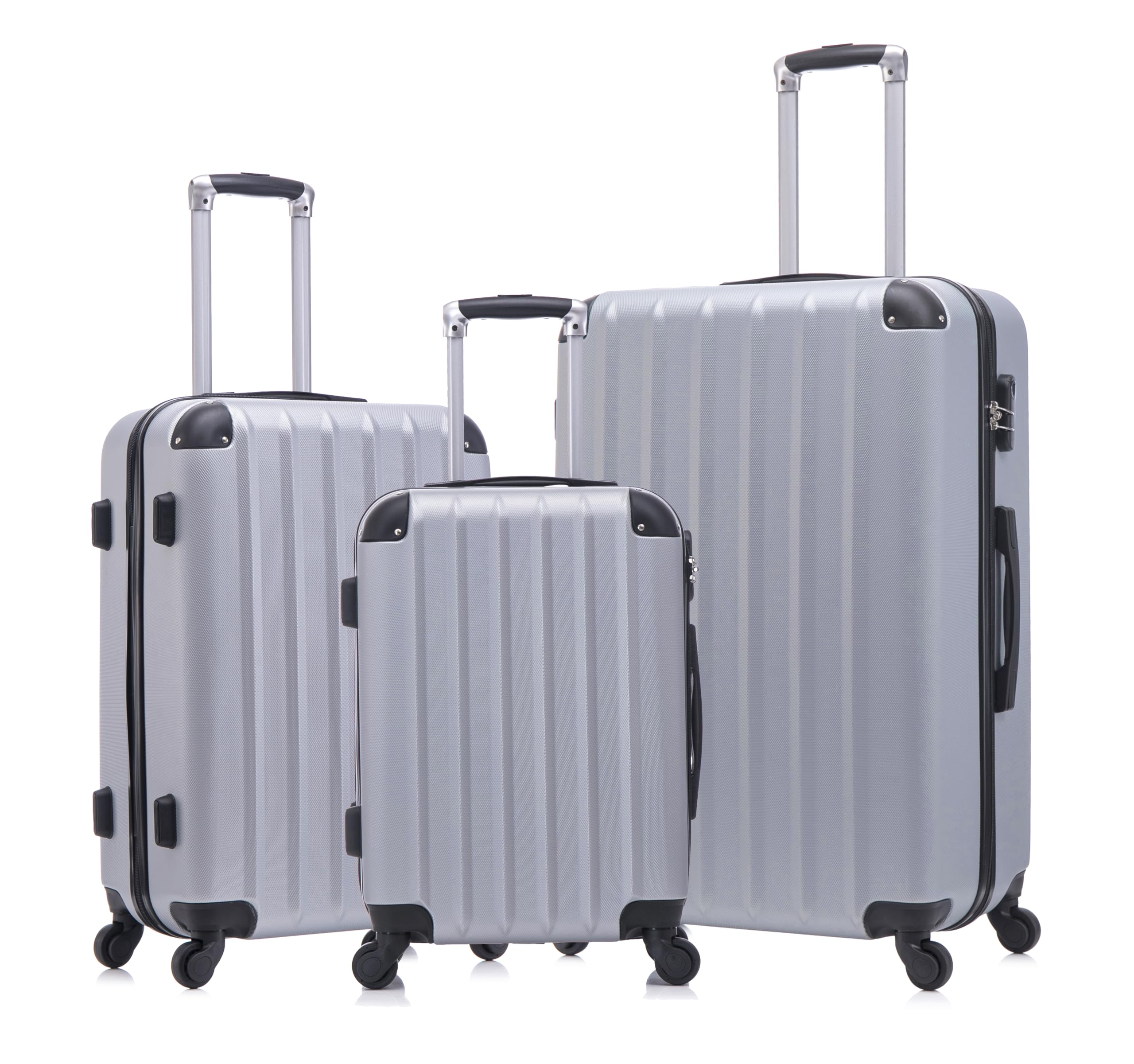 Hardside Spinner Luggage Set, 3 Pieces, Silver