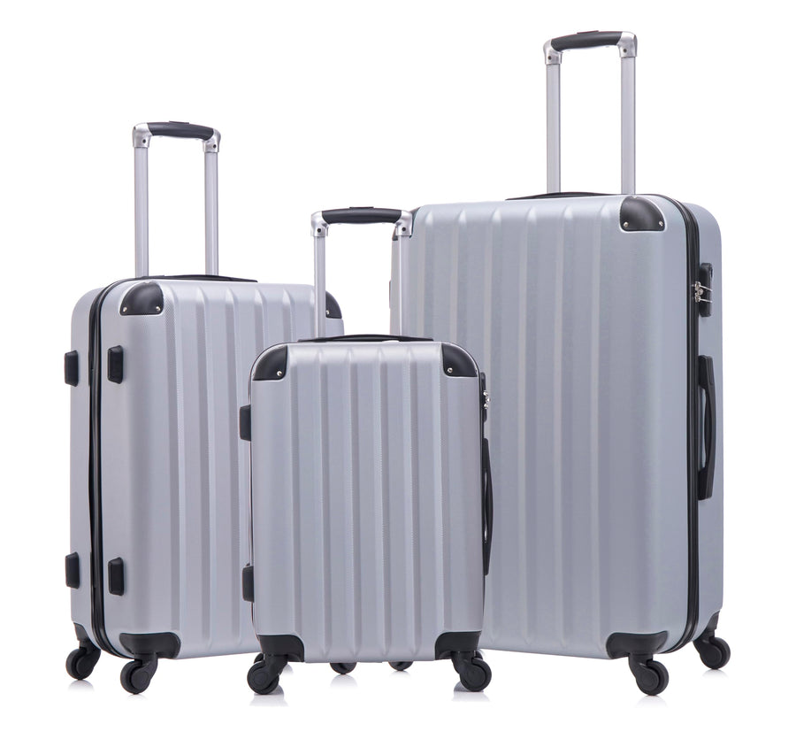 Hardside Spinner Luggage Set, 3 Pieces, Silver