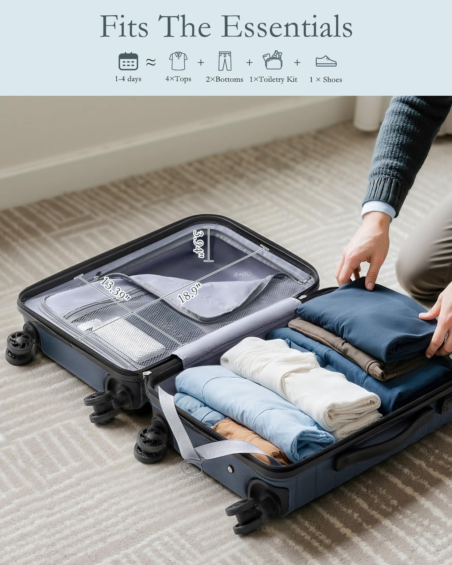 Coolife Luggage Suitcase Luggage set PC ABS TSA Lock Spinner Carry on 3 Piece Sets