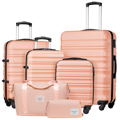 LONG VACATION Luggage Set 4 Piece Luggage Set ABS hardshell TSA Lock Spinner Wheels Luggage Carry on Suitcase
