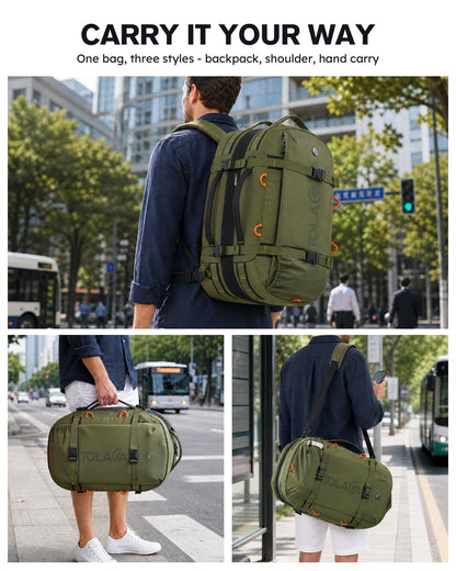 Tolaccea Travel Laptop Backpack, Carry On Backpack for Men Women, 40L-50L Expandable TSA Approved Rucksack Daypack Duffel Bag