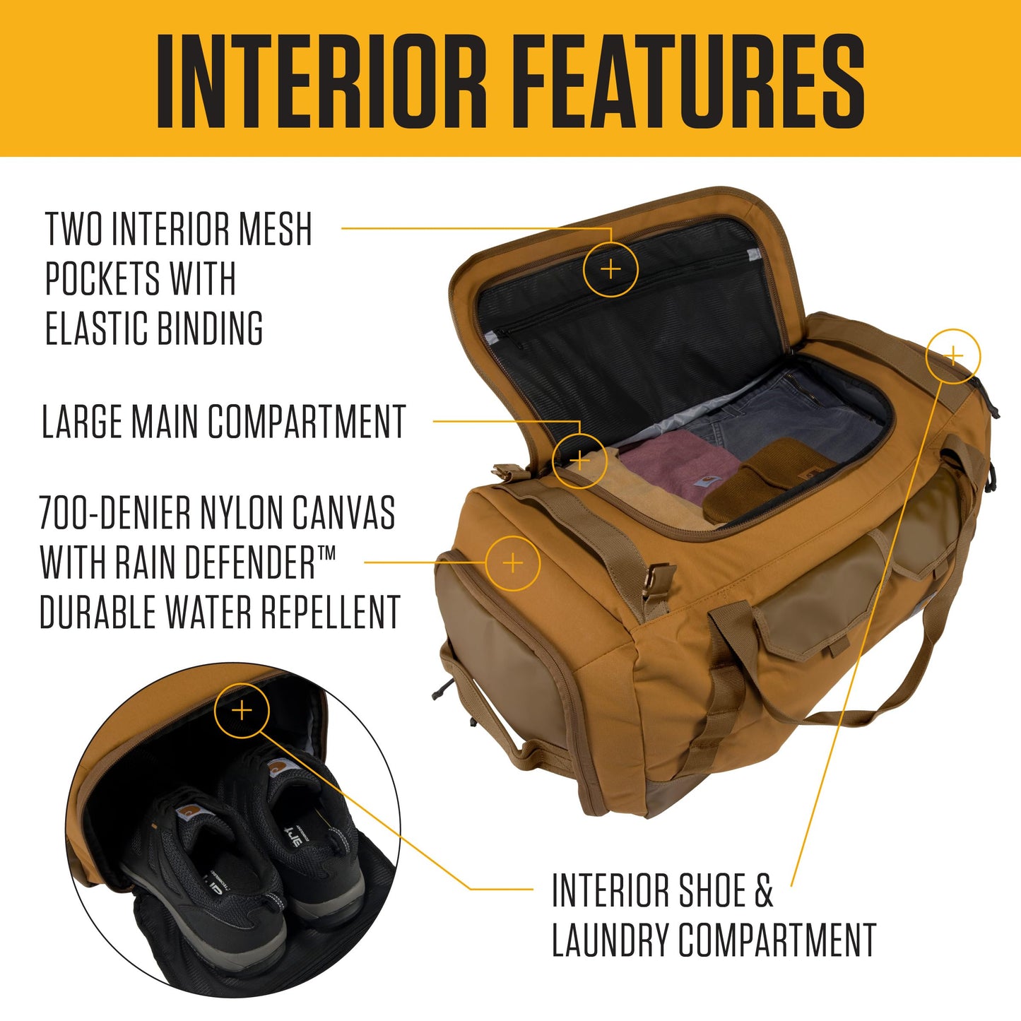 Carhartt Heavy Haul Utility Duffel Bag's, Water-Resistant Packable Bag for Jobsite, Gym, and Travel
