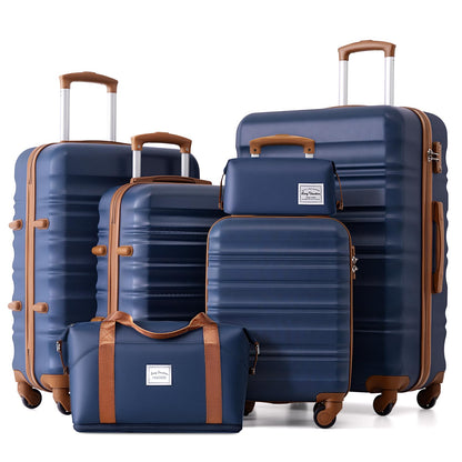 LONG VACATION Luggage Set 4 Piece Luggage Set ABS hardshell TSA Lock Spinner Wheels Luggage Carry on Suitcase