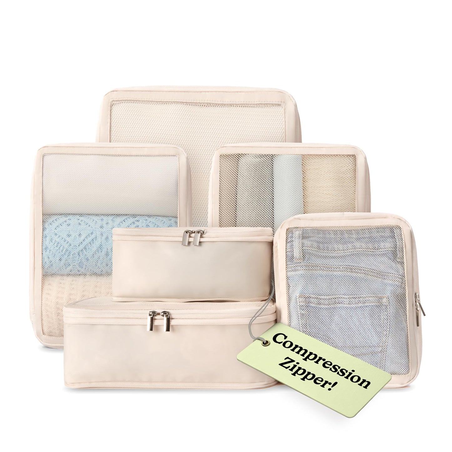 VANDEL Space-Saving Compression Packing Cubes for Women, Men, Compressible Carry On Suit Case Organizer Luggage Packing Cubes for Travel Organizer Bags for Luggage and Backpacks, Suitcase Cube
