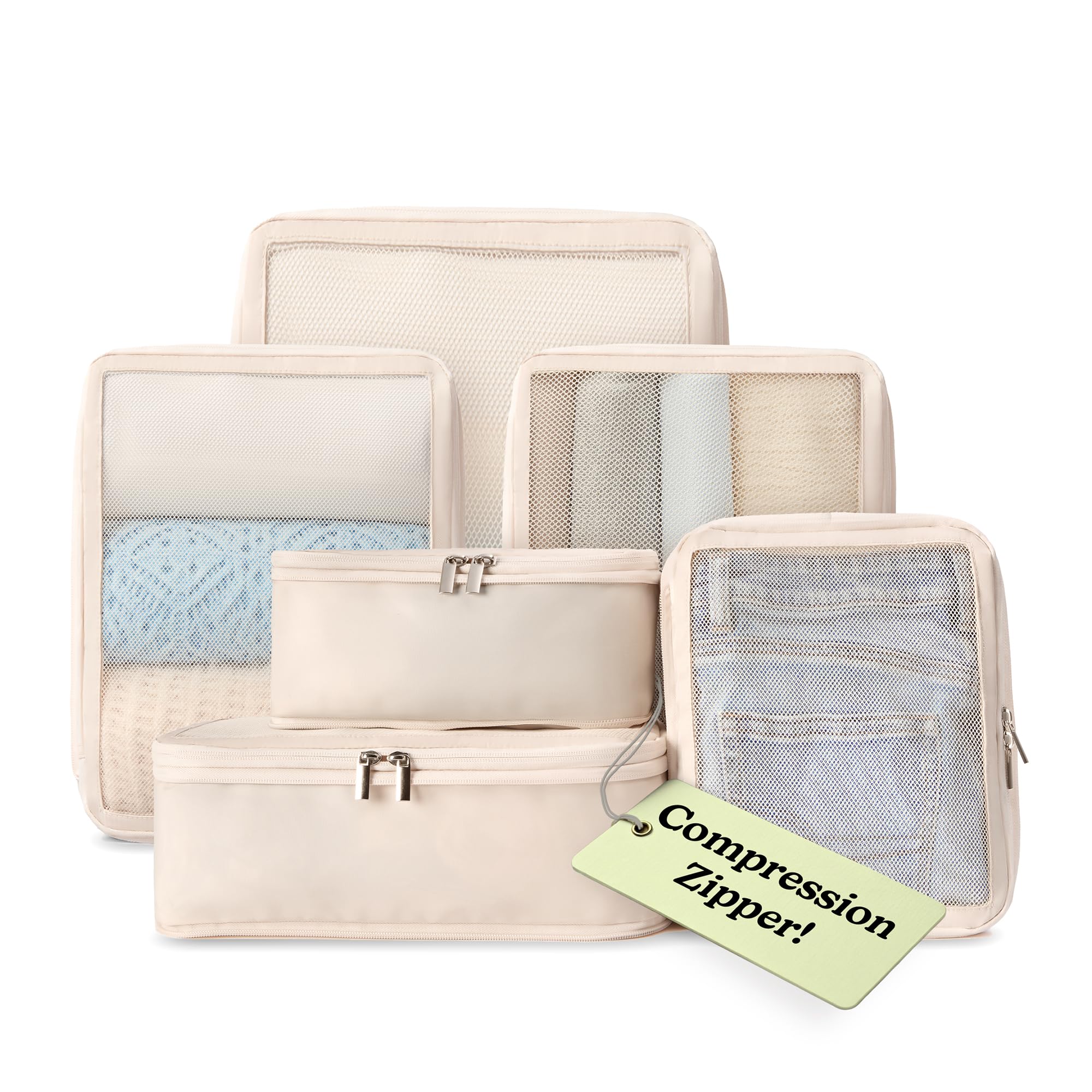 VANDEL Space-Saving Compression Packing Cubes for Women, Men, Compressible Carry On Suit Case Organizer Luggage Packing Cubes for Travel Organizer Bags for Luggage and Backpacks, Suitcase Cube