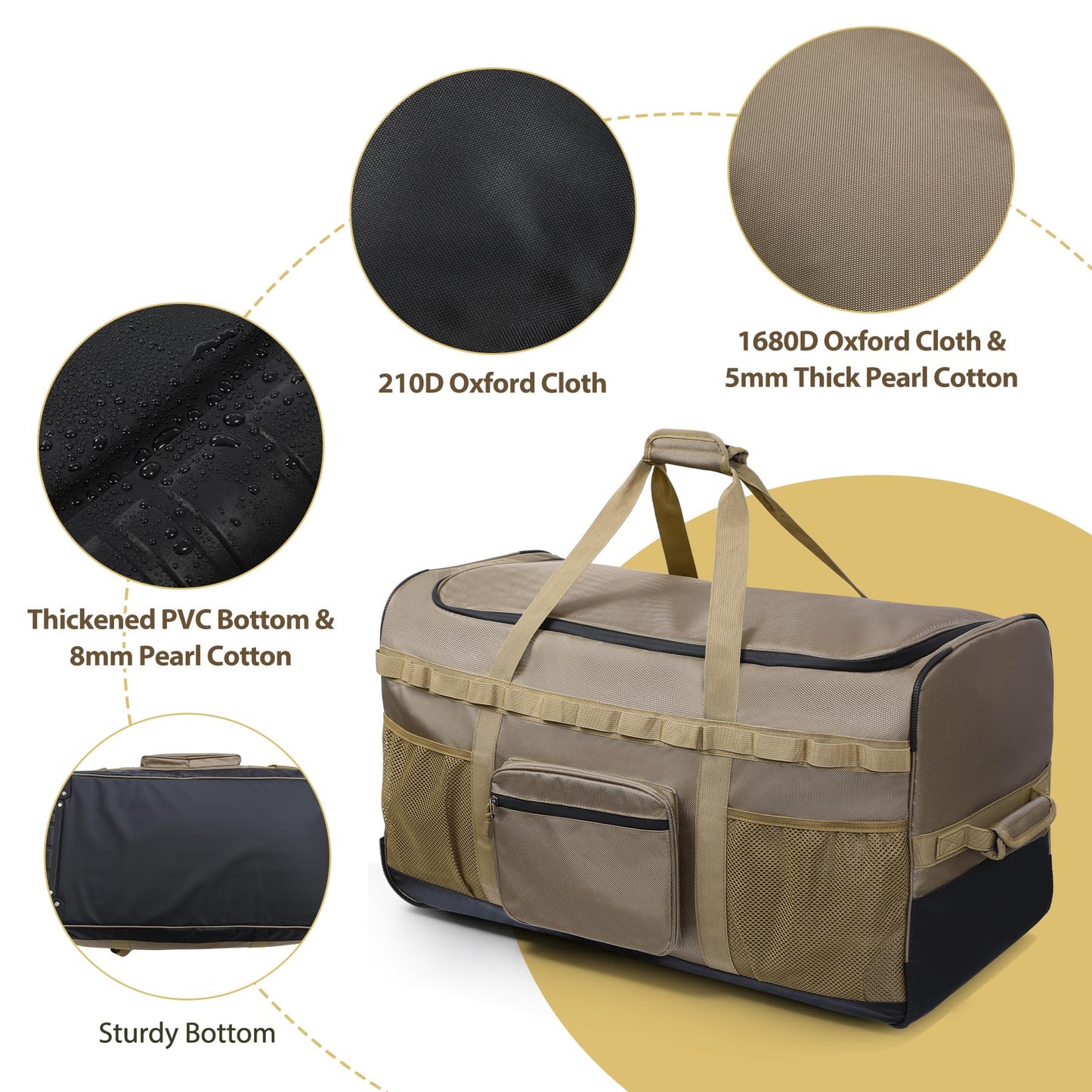 REDCAMP 85L/120L/140L Foldable Duffle Bag with Wheels, Large Travel Duffel Bag