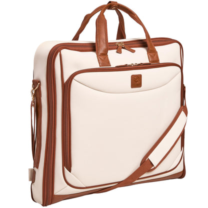 ZEGUR Premium Suit Garment Bag Carry On - Hangs 4 Suits - Travel & Business with Shoulder Strap and Laptop Compartment