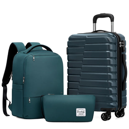 Coolife Luggage Suitcase Luggage set PC ABS TSA Lock Spinner Carry on 3 Piece Sets