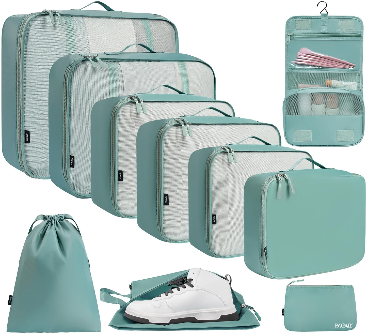 BAGAIL 6 Set/8 Set/10 Set Packing Cubes Various Sizes Packing Organizer for Travel Accessories Luggage Carry On Suitcase