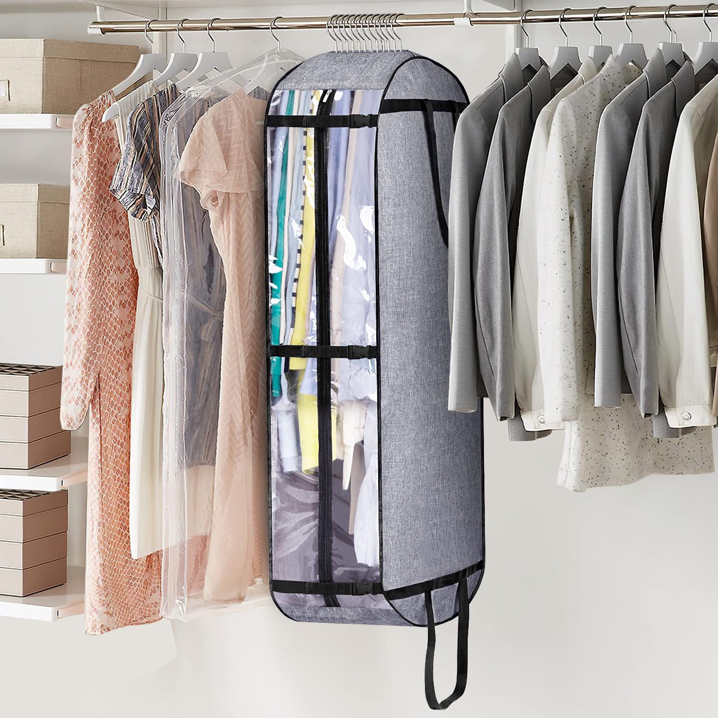 MISSLO Hanging Garment Bags for Closet Storage, Moving Bags for Clothes 50" Suit Travel Cover for Men, Women, Coat, Jacket, Shirt, Clothing