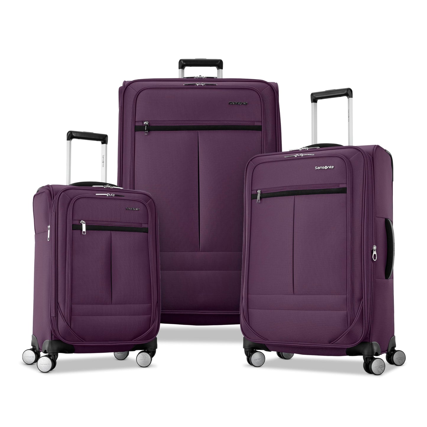 Samsonite Element 3-PC Soft-Sided 21/25/29 (Carry-On, Medium, Large Checked), Lightweight Expandable Luggage Set: 2 Front & Side Pocket, Four Spinner Wheels, Adjustable Handle, Durable