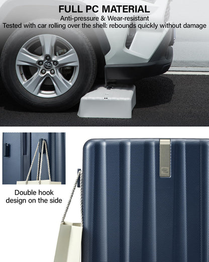Hanke Upgraded Elite Luggage, PC Hard Shell Suitcases with Wheels, TSA Lock, Explosion-Proof Zipper Suitcase for Long Travel Men & Women