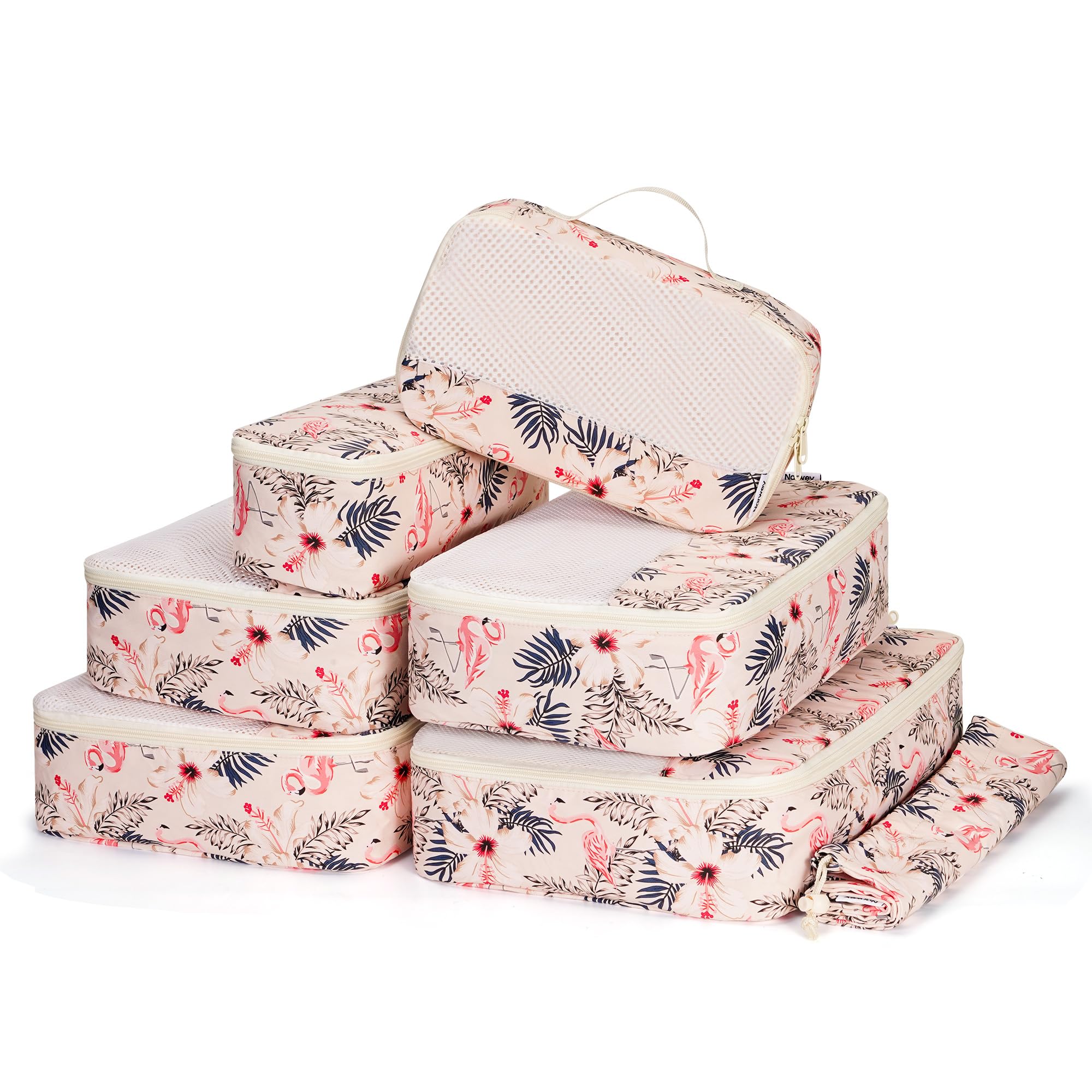 Narwey 7 Set Packing Cubes for Travel Carry on Suitcase Luggage Organizer Bags for Kids Women Men, Durable Packing Organizers Bag, Travel Essentials Accessories
