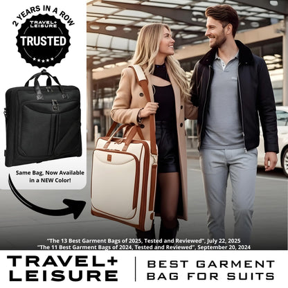 ZEGUR Premium Suit Garment Bag Carry On - Hangs 4 Suits - Travel & Business with Shoulder Strap and Laptop Compartment