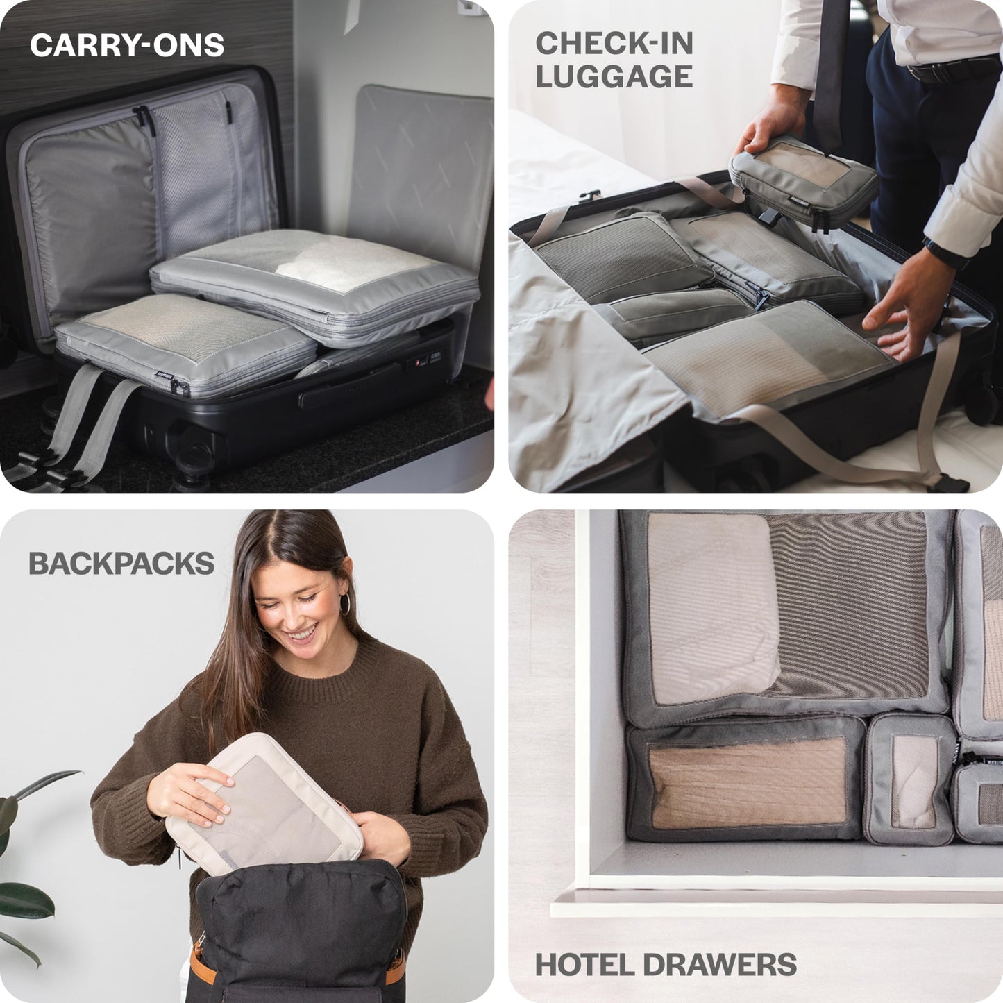 Aerotrunk Compression Packing Cubes for Travel - Luggage Organizer Bags - Double Zipper Packing Cubes for Suitcases