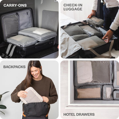 Aerotrunk Compression Packing Cubes for Travel - Luggage Organizer Bags - Double Zipper Packing Cubes for Suitcases